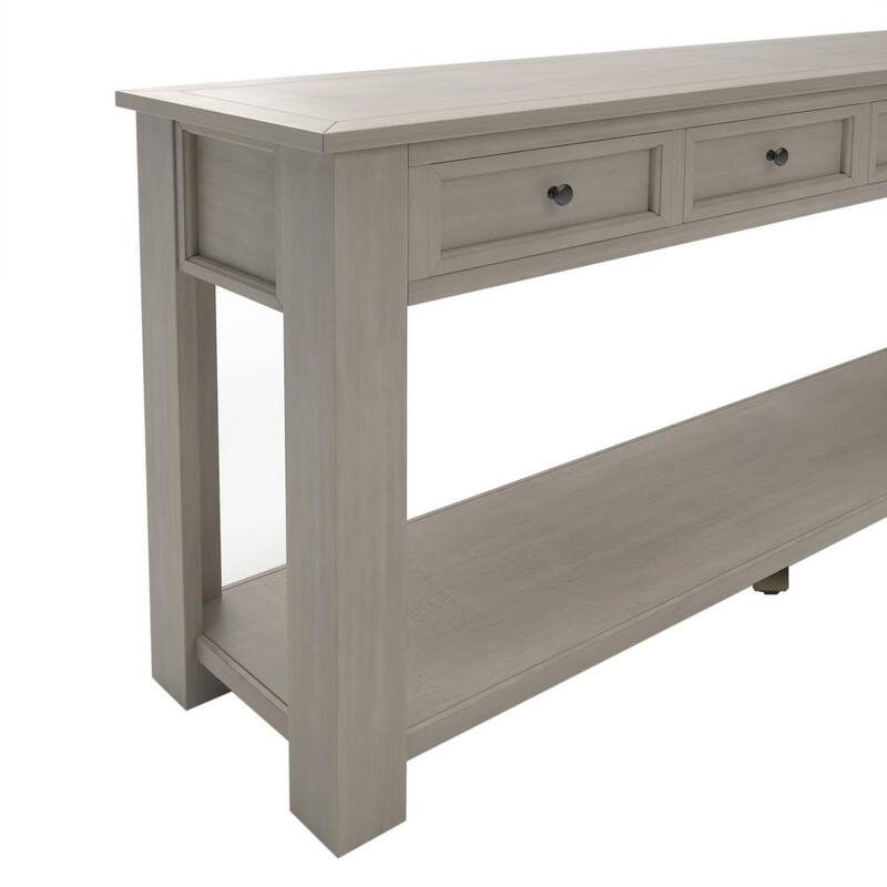 63 in. Gray Wash Standard Rectangle Wood Console Table