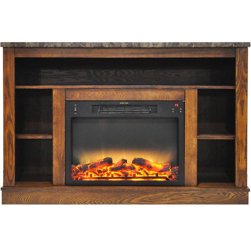 47 in. Electric Fireplace with Enhanced Log Insert and Walnut Mantel