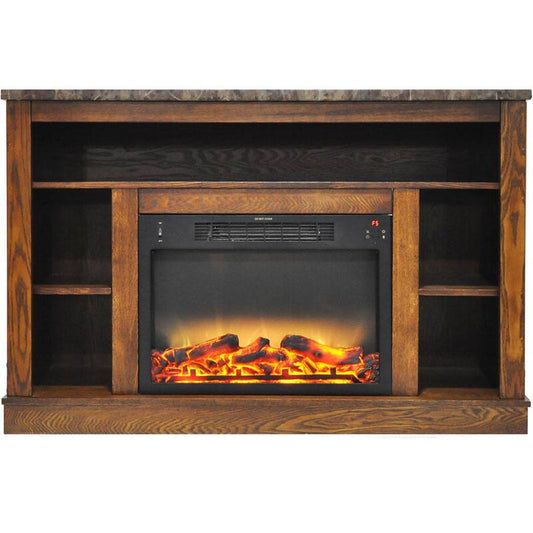 47 in. Electric Fireplace with Enhanced Log Insert and Walnut Mantel