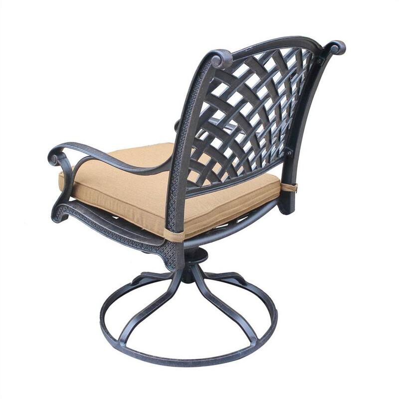 2-Piece Manhattan Aluminum Outdoor Rocking Chair with Brown Cushion Dining Swivel Rocker