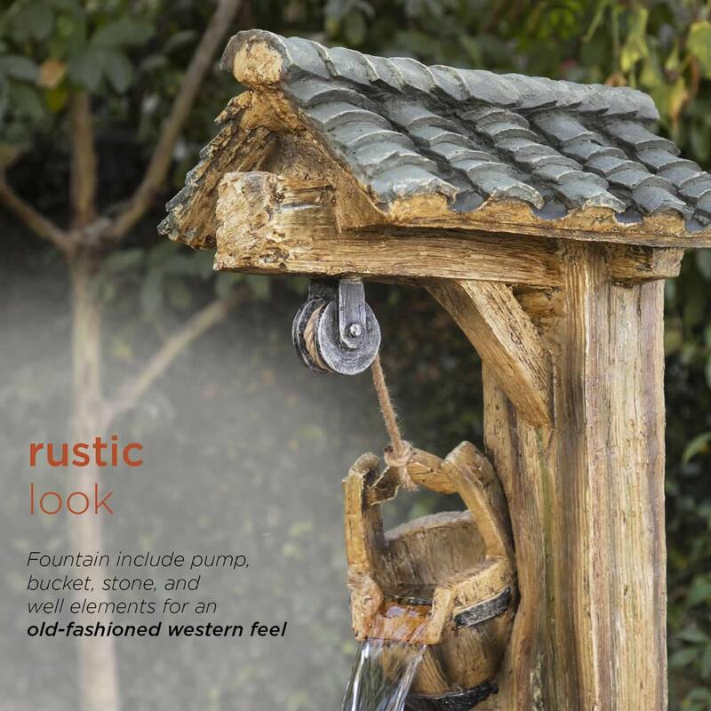 50 in. Tall Outdoor Water Well Fountain with Tiering Bucket