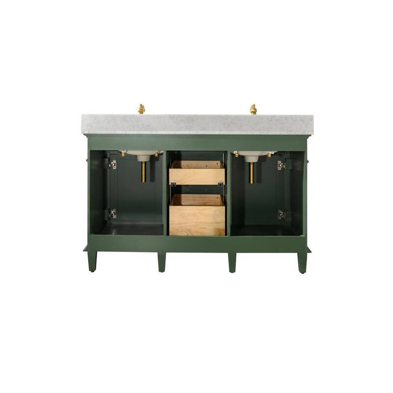 54 in. W x 22 in. D Vanity in Vogue Green with Marble Vanity Top in White with White Basin with Backsplash