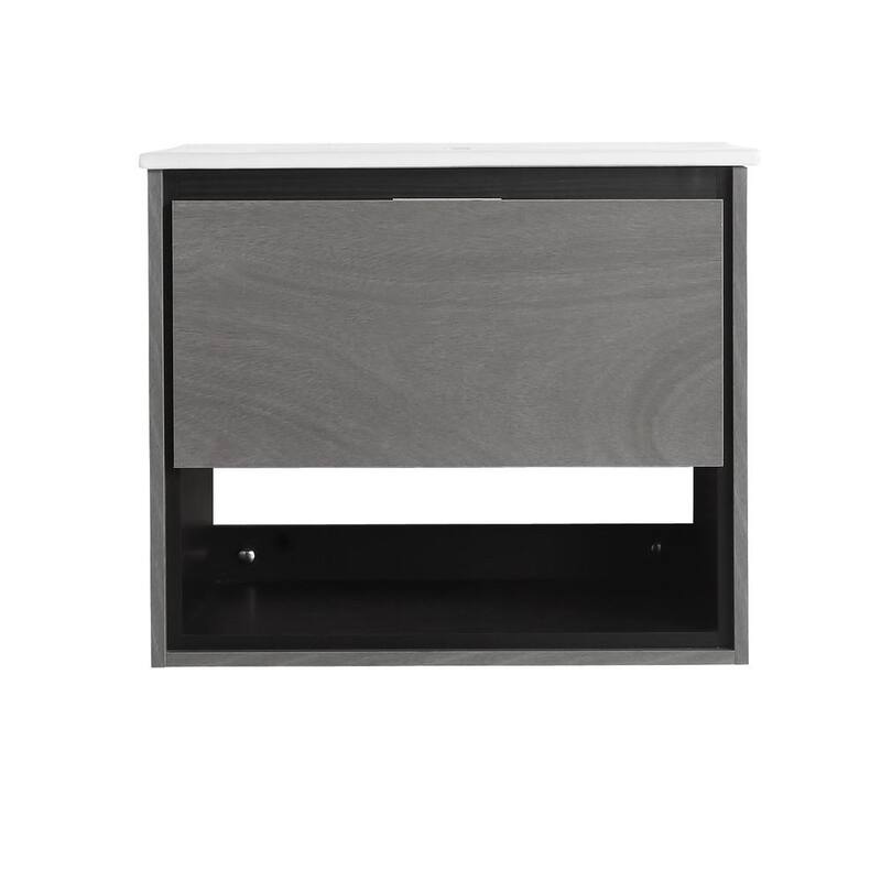 24 in. W x 18 in. D x 20 in. H Bathroom Vanity Side Cabinet in Grey Ebony with White Ceramic Top