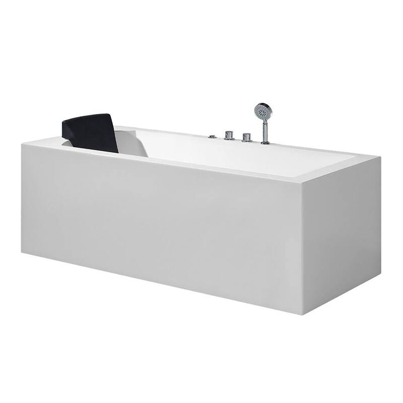 71 in. Acrylic Right Drain Rectangular Alcove Whirlpool Bathtub in White