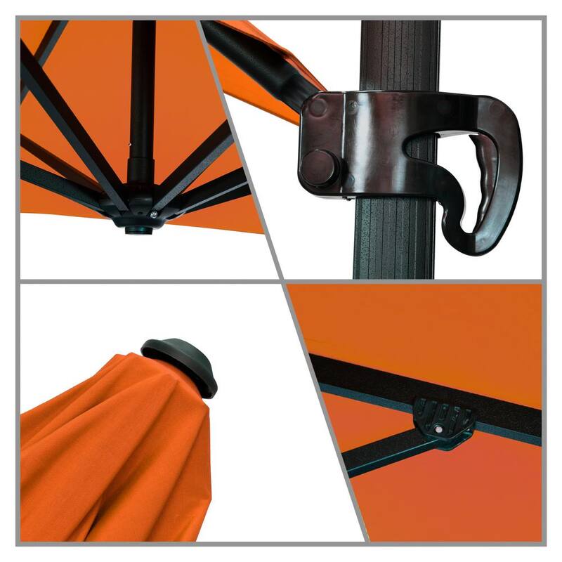 8.5 ft. Bronze Aluminum Cantilever Patio Umbrella with Side Tilt and Crank Lift in Tuscan Sunbrella