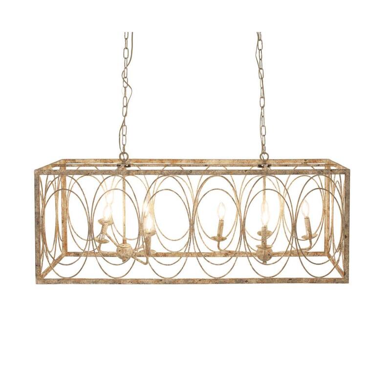 40-Watt Integrated LED Gold Metal 8 Light Chandelier with Link Style Chain