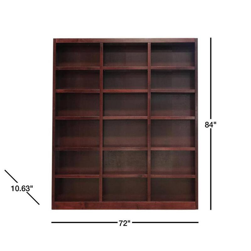 84 in. Cherry Wood 18-shelf Standard Bookcase with Adjustable Shelves