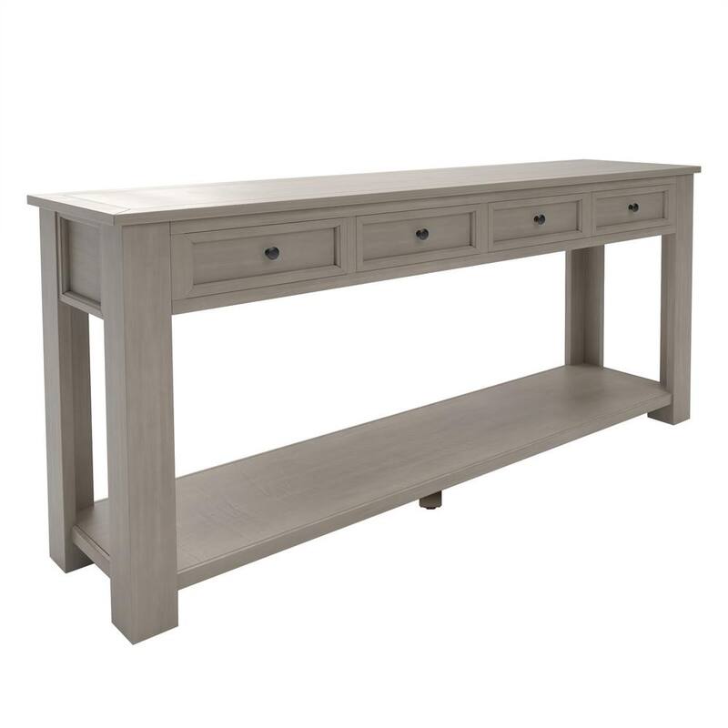 63 in. Gray Wash Standard Rectangle Wood Console Table