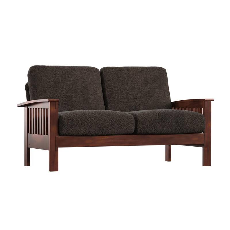 60 in. Dark Brown Mission-Style Wood Loveseat