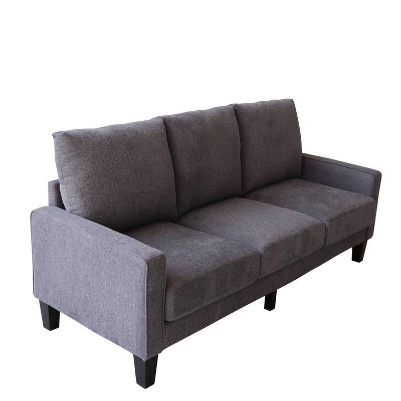 75 in. W Square Arm Polyester Modern Straight Sofa in Dark Gray