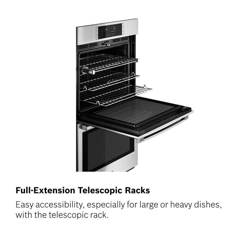 800 Series 27 in Double Electric Wall Oven with European Convection Self Cleaning in Stainless Steel with Touch Controls