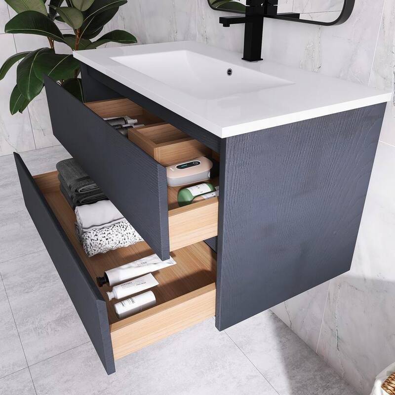 35-7/8 in. W x 18-5/16 in. D x 20-1/2 in. H Bath Vanity in Mountain Grain Grey with White Resin Top