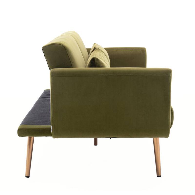 68.5 in. Green Velvet 2-Seats Loveseat Sofa with Cushion