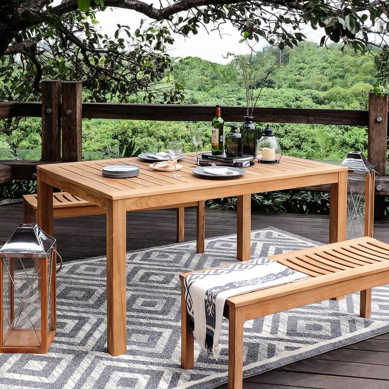 3-Piece Abbington Teak Wood Outdoor Picnic Dining Set