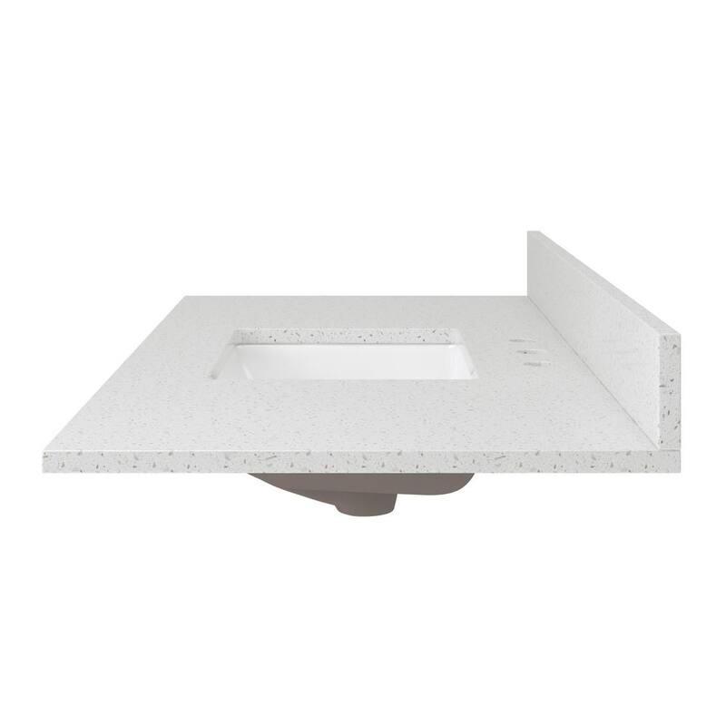 49 in. W x 22 in. D Quartz Vanity Top in Iced White with White Basin