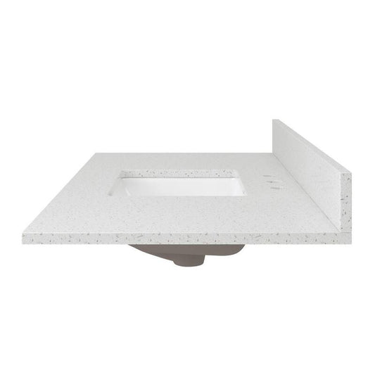 49 in. W x 22 in. D Quartz Vanity Top in Iced White with White Basin