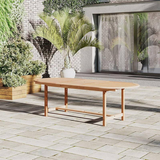 Amazonia Brown Oval Wood Outdoor Dining Table with Extension