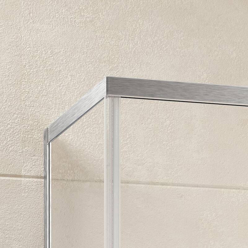 48 in. W x 76 in. H Single Sliding Door Semi-Frameless Shower Door in Brushed Nickel with Right Tempered Glass