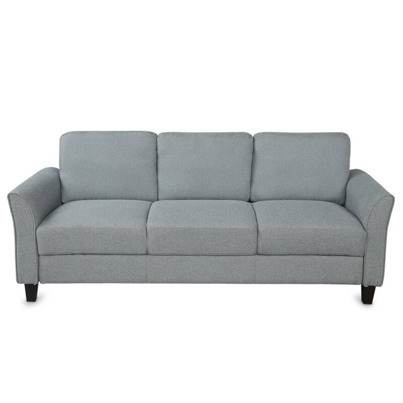 76 in. W Flared Arm Linen Straight 3-Seat Sofa in Gray