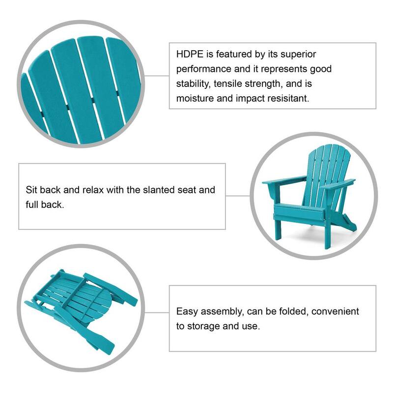 5-Piece 30000-BTU Tiles Top Aluminum Propane Patio Fire Pit and HDPE Folding Adirondack Chairs Set