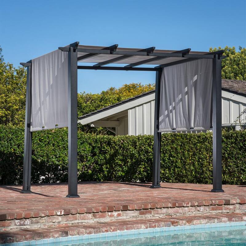 8 ft. x 10 ft. Metal Pergola with an Adjustable Gray Canopy