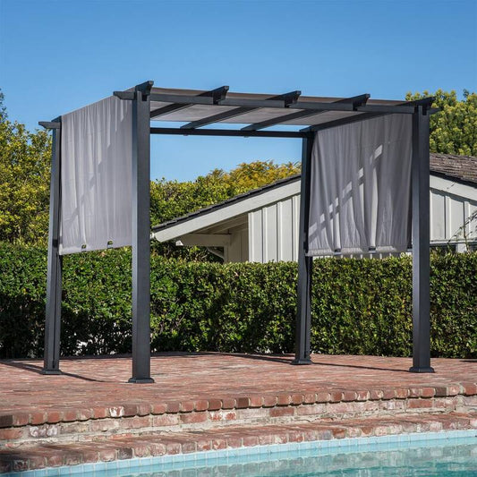 8 ft. x 10 ft. Metal Pergola with an Adjustable Gray Canopy