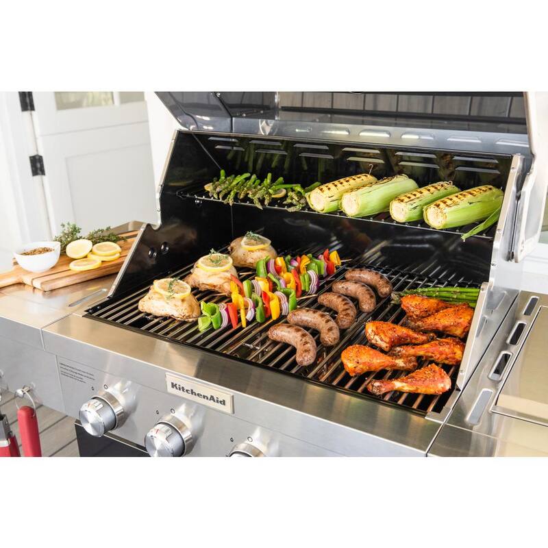 4-Burner Propane Gas Grill with Searing Side Burner in Black