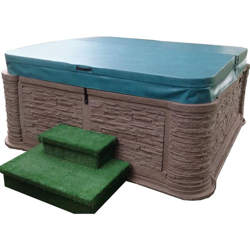 94 in. x 94 in. Hot Tub Spa Cover for Down East Portsmouth 5 in. - 3 in. Thick 6 in. Radius Corners in Brown