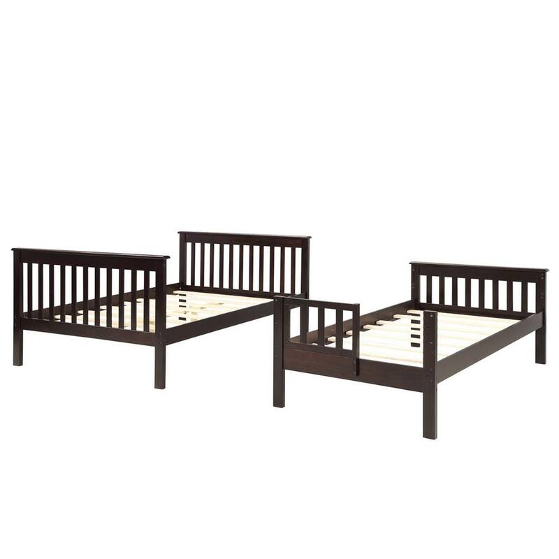 54.33 in. W Espresso Stairway Twin-Over-Full Bunk Bed with Storage and Guard Rail for Bedroom