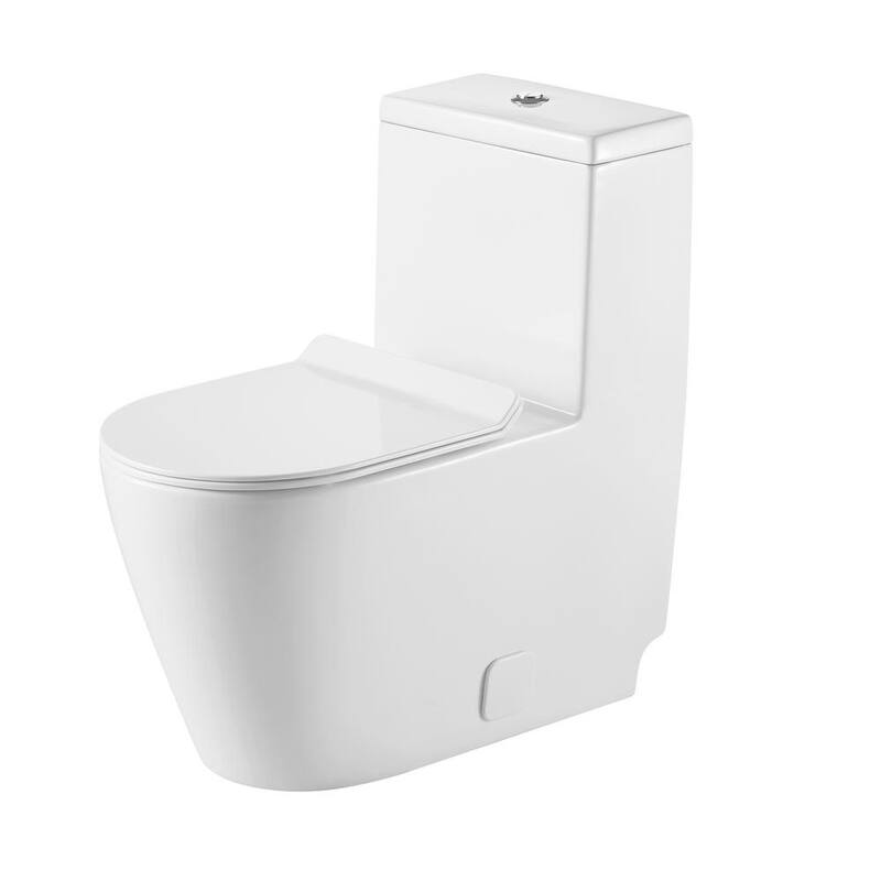 All-in-One Toilet Elongated One-Piece Dual Flush 1.28 GPF/0.88 GPF High Efficiency Skirted Toilet in White