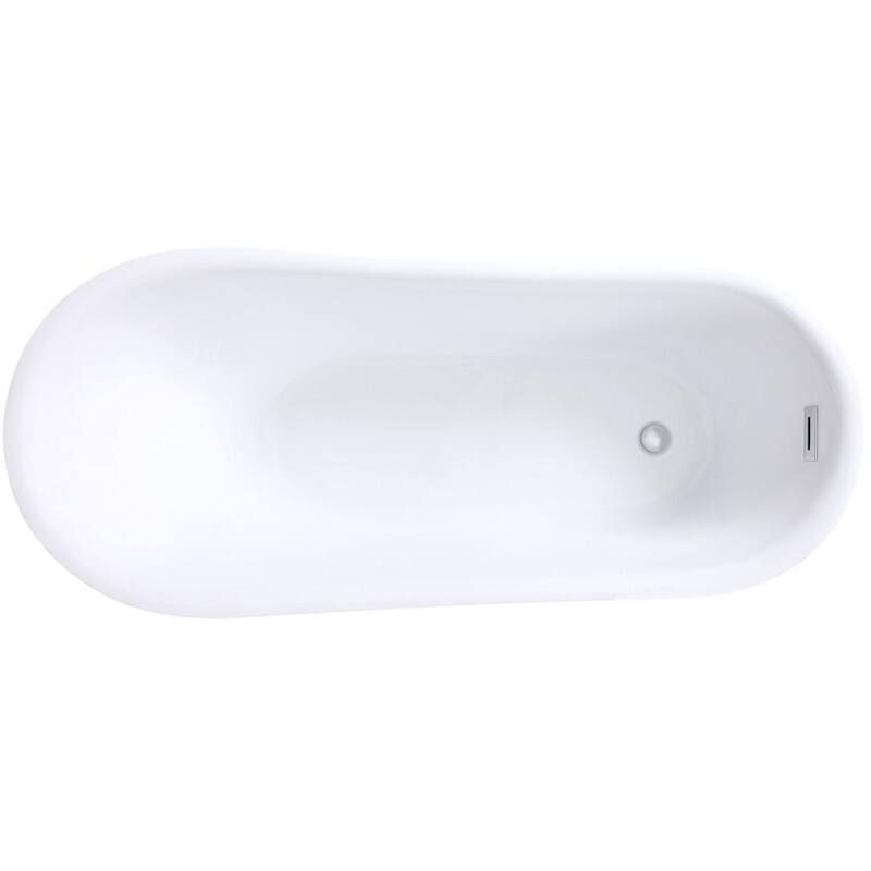 67 in. Acrylic Offset Drain Oval Flat Bottom Freestanding Bathtub in White