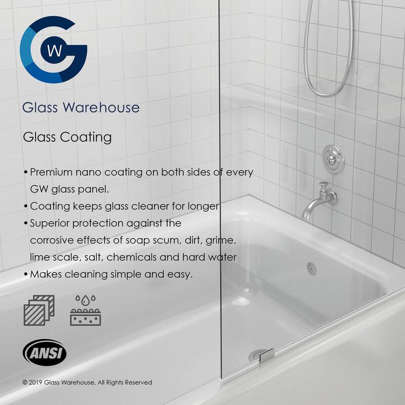 69.25 in. W x 58.25 in. H 3-Panel Inline Pivot Frameless Tub Door