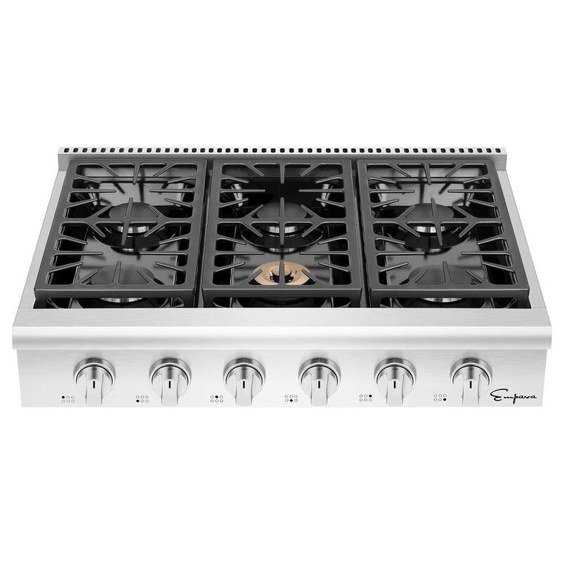 36 in. Pro-Style Slide-in Natural Gas Range Top Cooktop in Stainless Steel with 6 of Burners