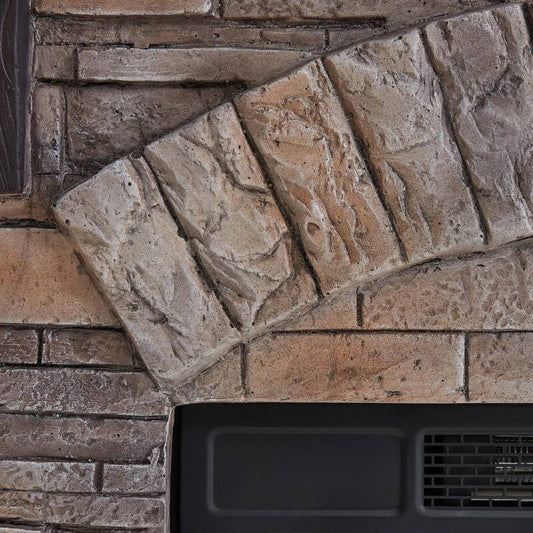 45 in. Freestanding Faux Stone Infrared Electric Fireplace in Tan with Mantel