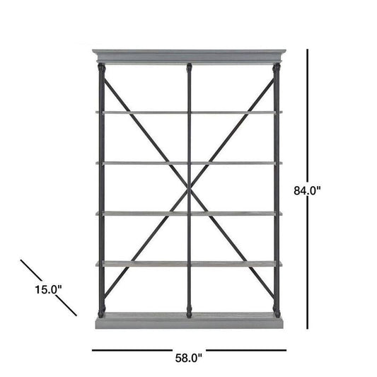 84 in. Gray Metal 5-shelf Etagere Bookcase