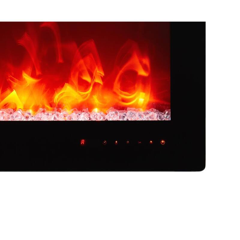 72 in. Wall Mount and Recessed Electric Fireplace in Black