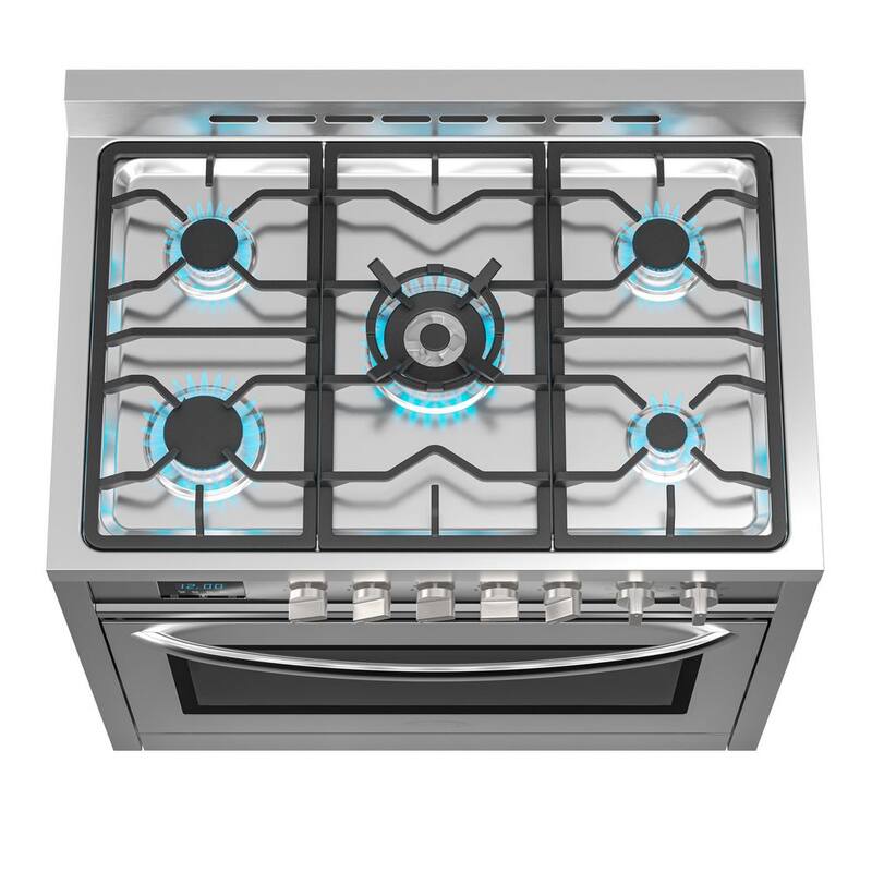 36 in. 5 Burner Freestanding Dual Fuel Range with Gas Stove and Electric Oven in. Stainless Steel