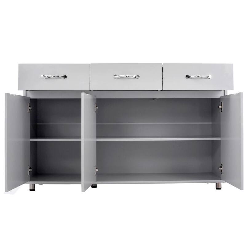 52.36 in Gray Rectangle Wood Side Table with 3 Drawers and 3 Doors