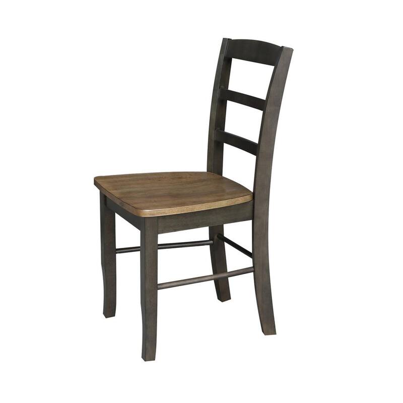 3-Piece Set Distressed Hickory and Washed Coal 30 in. Round Top Dining Table with 2-Side Chairs