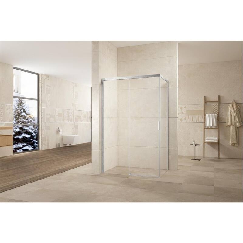 48 in. W x 76 in. H Bathroom Sliding Semi-Framed Shower Door/Enclosure in Brushed Nickel with Handle Left Side