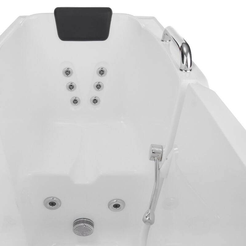 53 in. Left Drain Quick Fill Walk-In Whirlpool Bath Tub with Left Side Door in White