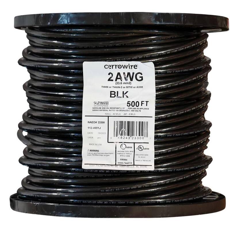 500 ft. 2 Gauge Black Stranded Copper THHN Wire