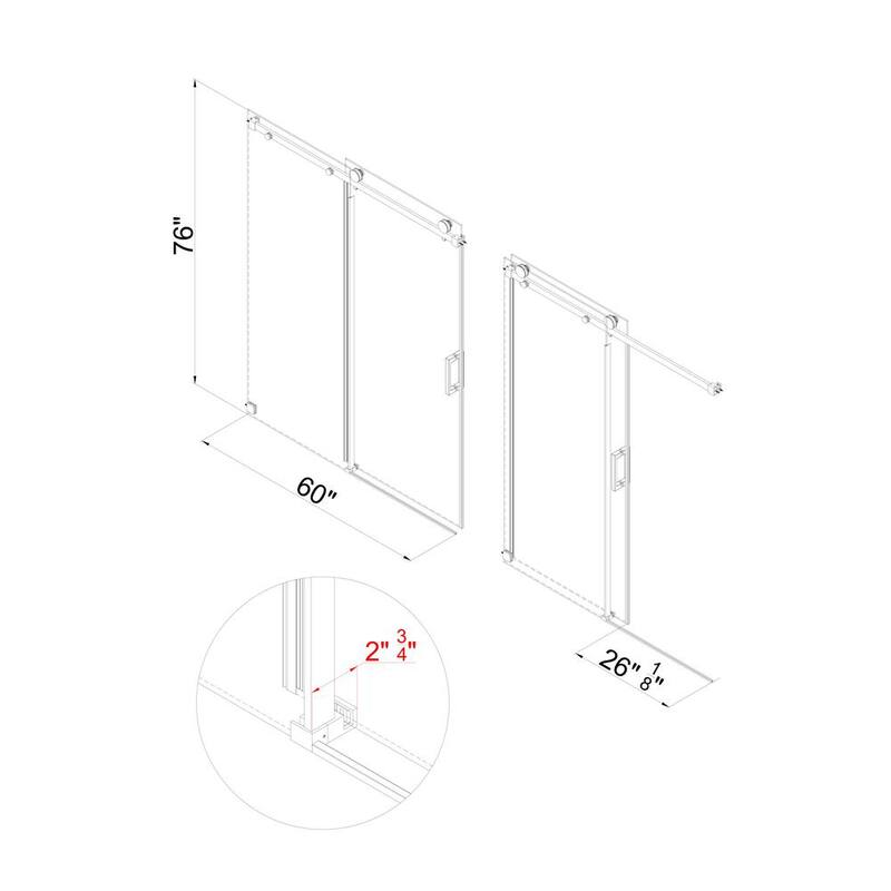 60 in. W x 76 in. H Single Sliding Frameless Shower Door in Matte Black Finish with Clear Glass