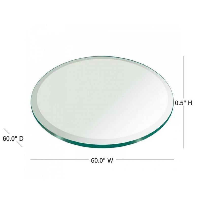 60 in. Clear Round Glass Table Top 1/2 in. Thickness Tempered Beveled Edge Polished