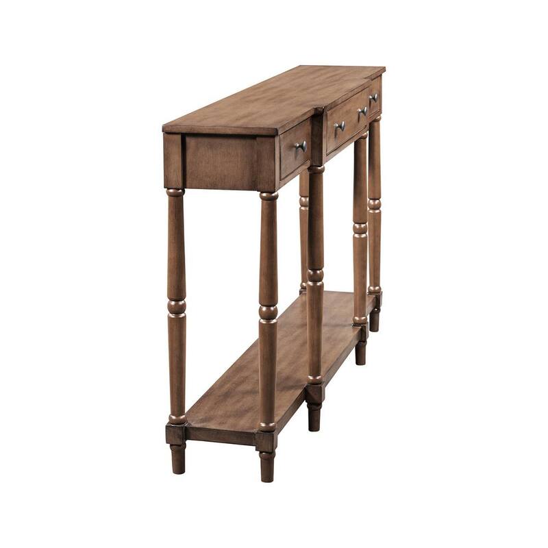 58.07 in. Brown Rectangle Wood Classic Entryway Table with Storage Shelf and Drawer for Home