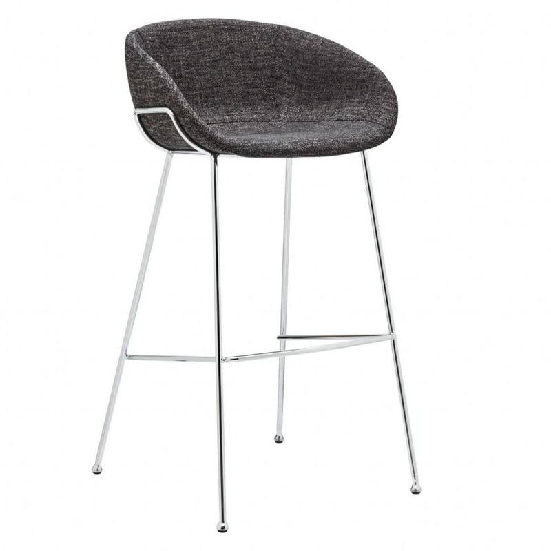 Amelia 38.98 in. Black Low Back Metal Extra Tall 34-40 in. Bar Stool with Fabric Seat 2 Set of Included