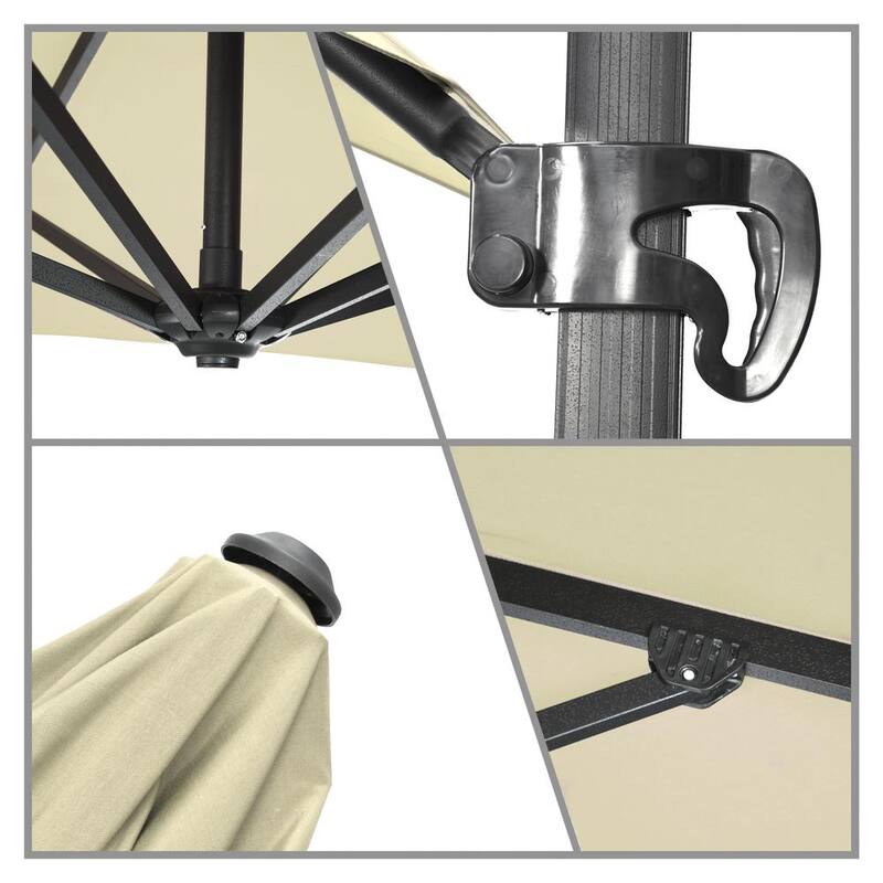 8.5 ft. Aluminum Square Cantilever Patio Umbrella with Crank Open Tilt Protective Cover in Antique Beige Sunbrella