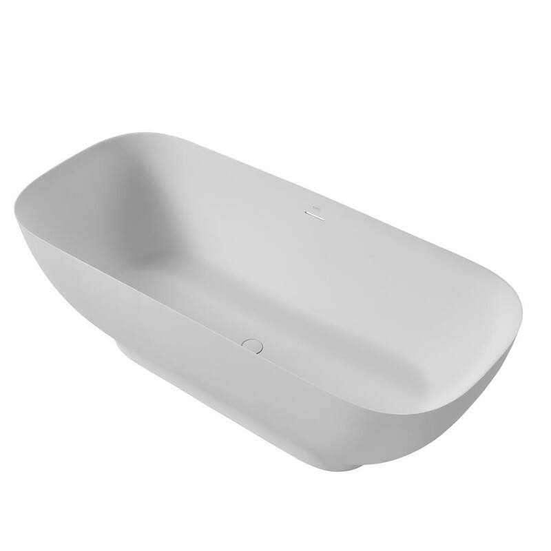 67 in. Solid Surface Flatbottom Non-Whirlpool Bathtub in Matte White