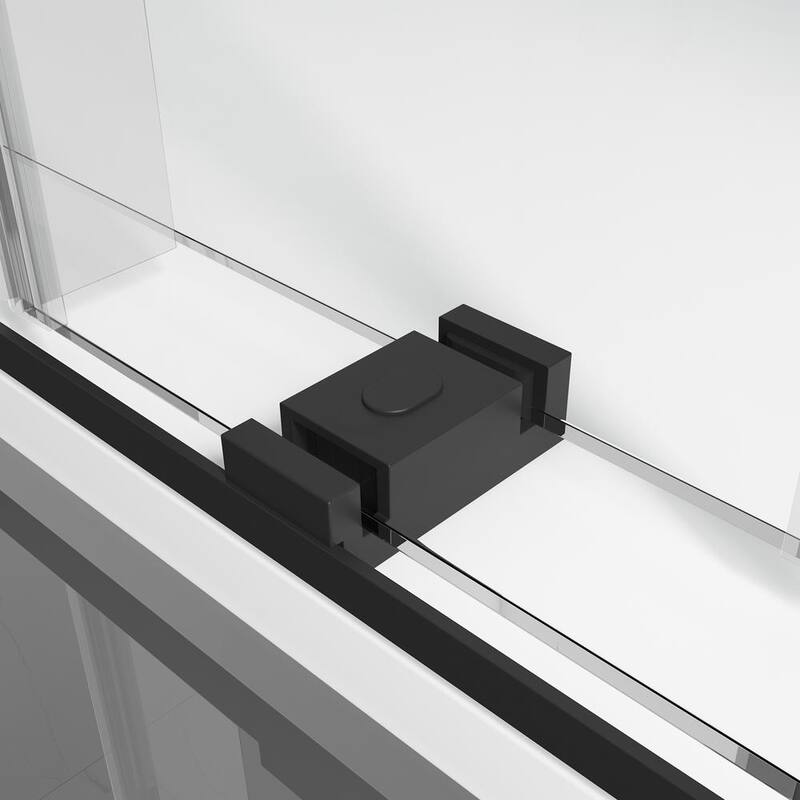 72 in. W x 76 in. H Double Sliding Frameless Shower Door in Matte Black Finish with Clear Glass