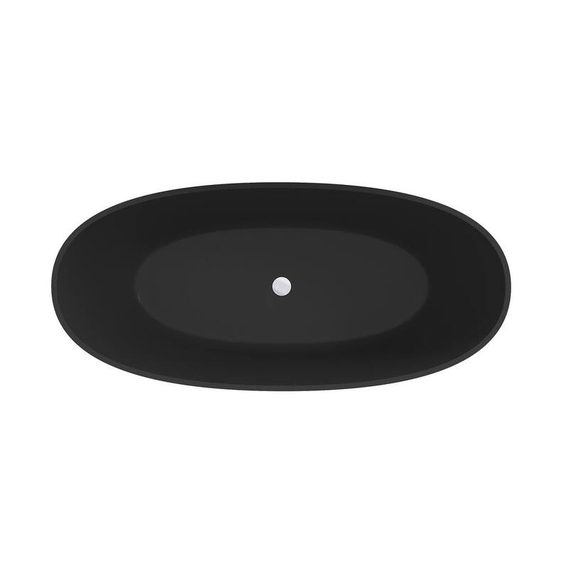 65 in. Soaking Composite Artificial Stone Solid Surface Flatbottom Non-Whirlpool Bathtub in Black